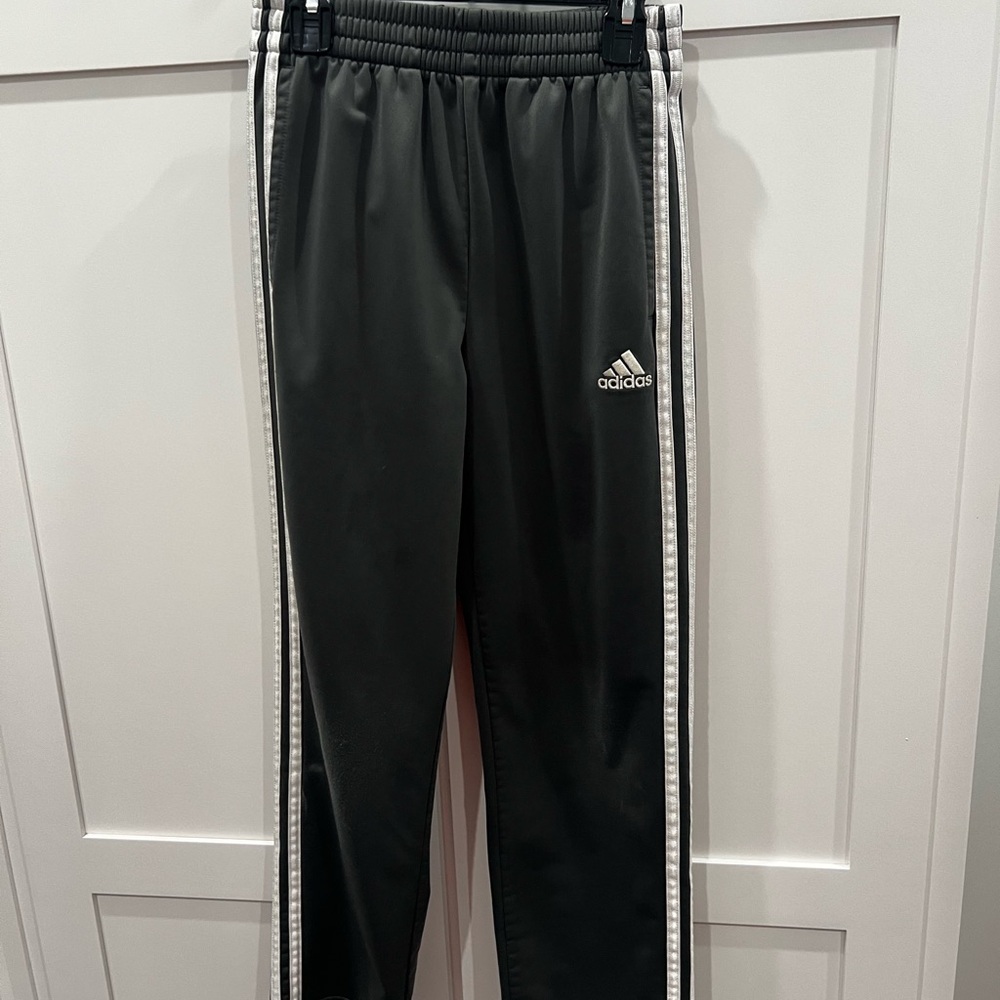 Adidas Black and White Sweatpants with Signature Stripes